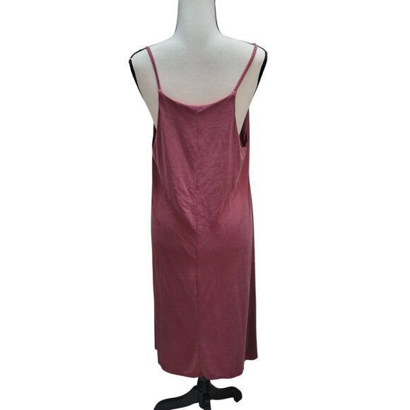 Nicole Miller Sz M Mauve Sleeveless Vneck Shelf Bra Below Knee Dress Soft Stretc - Picture 4 of 7